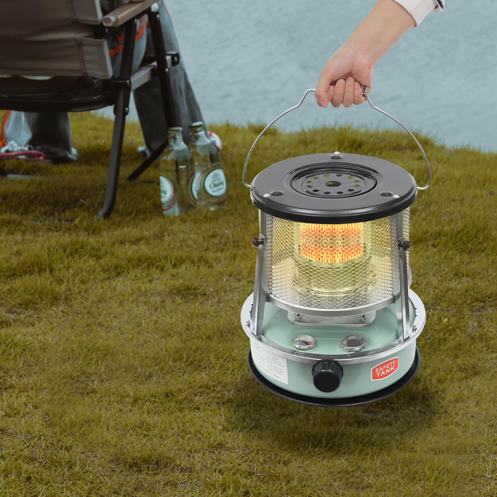 4.6L 2600W Petroleumofen Camping Petroleumheizung Tragbare Heizung Petroleum Innenräume Mobile Heizung Heizstrahler Ohne Strom Ideal für Zuhause Garten Garage & Notfall