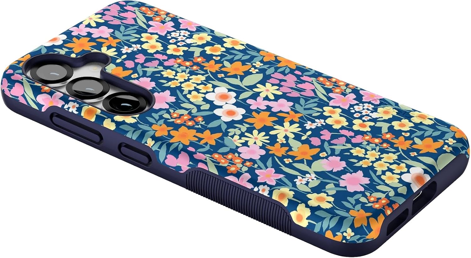 Casely Galaxy S25 Case | Full Bloom | Navy Floral | Bold Protective Design | Compatible with MagSafe