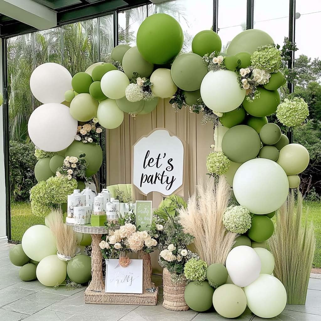 Captank Green White Balloon Arch Kit