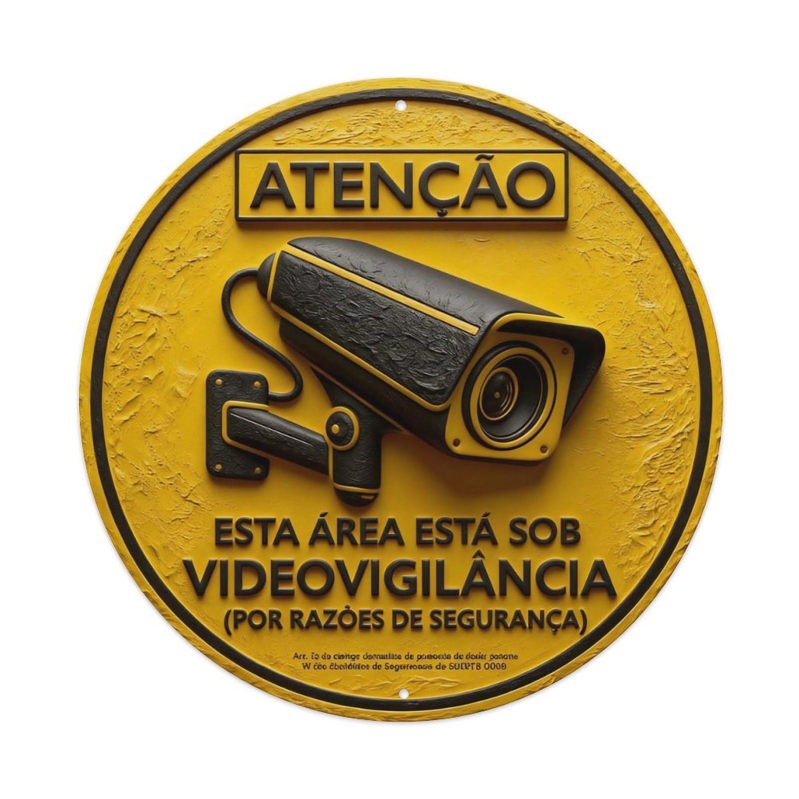 Zlatcbu Vintage Video Surveillance Portuguese Warning Sign Metal Tin Sign Retro Wall Art Poster, Decor For Home Living Room Bar Cafe Garage, 8X8 Inch
