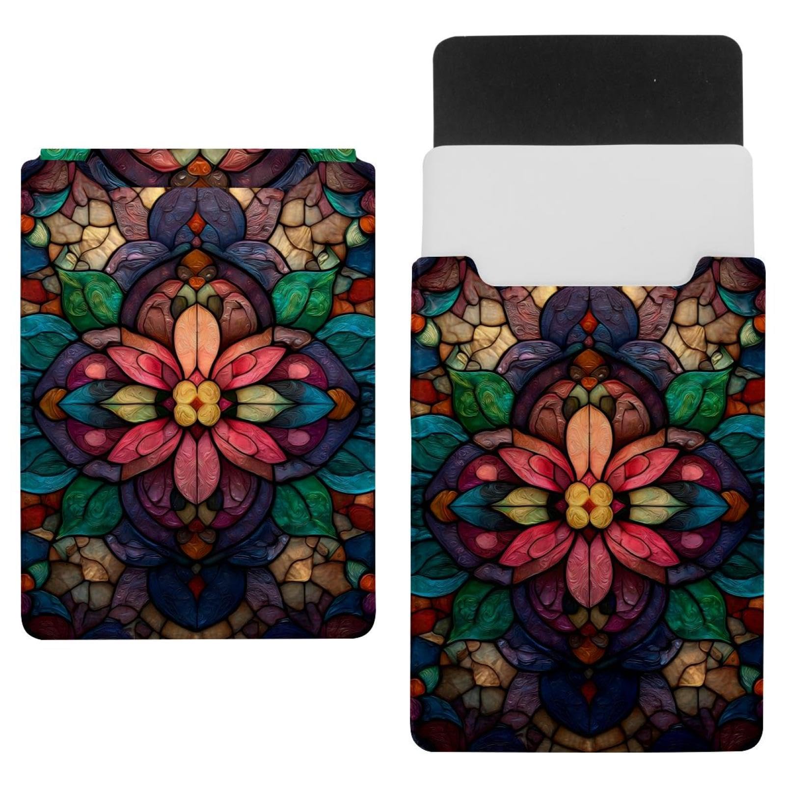 Funda para portátil de 35 x 25,9 cm negra con flores oscuras retro 7