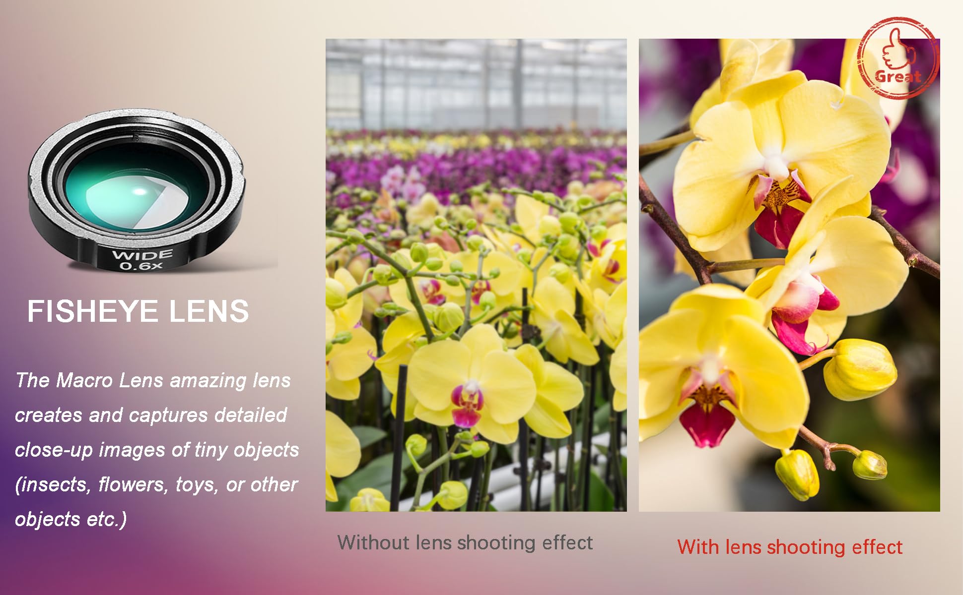 Phone Camera Lens Kit Wide Angle 0.6X Macro 20X Fisheye 198° for Most (Black)