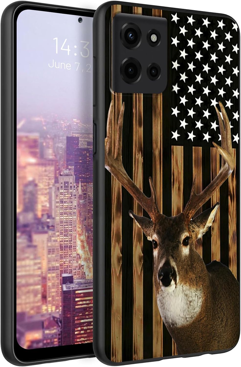 for Motorola Moto G 5G 2025 Soft TPU Case,Slim Fit Anti Scratch Non-Slip Shock Absorption Protective Cover for Moto G 5G 2025 6.7"-American Flag Deer