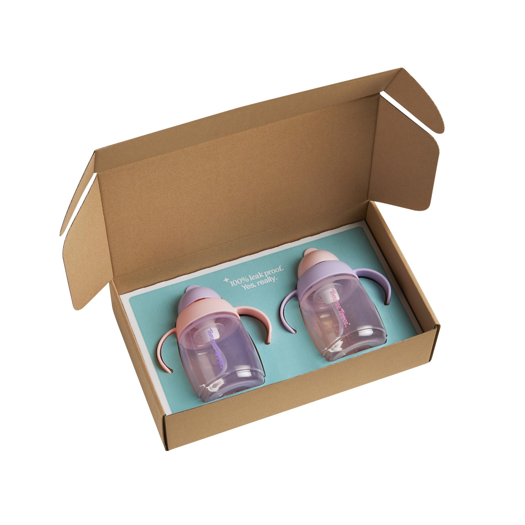 Tommee Tippee Tazza Trainer con Cannuccia, 240 ml, Agevola il Passaggio alla Tazza per i Bambini dai 6 Mesi in Su, con Cannuccia in Silicone e Manici Ergonomici, Rosa e Viola, Confezione da 2