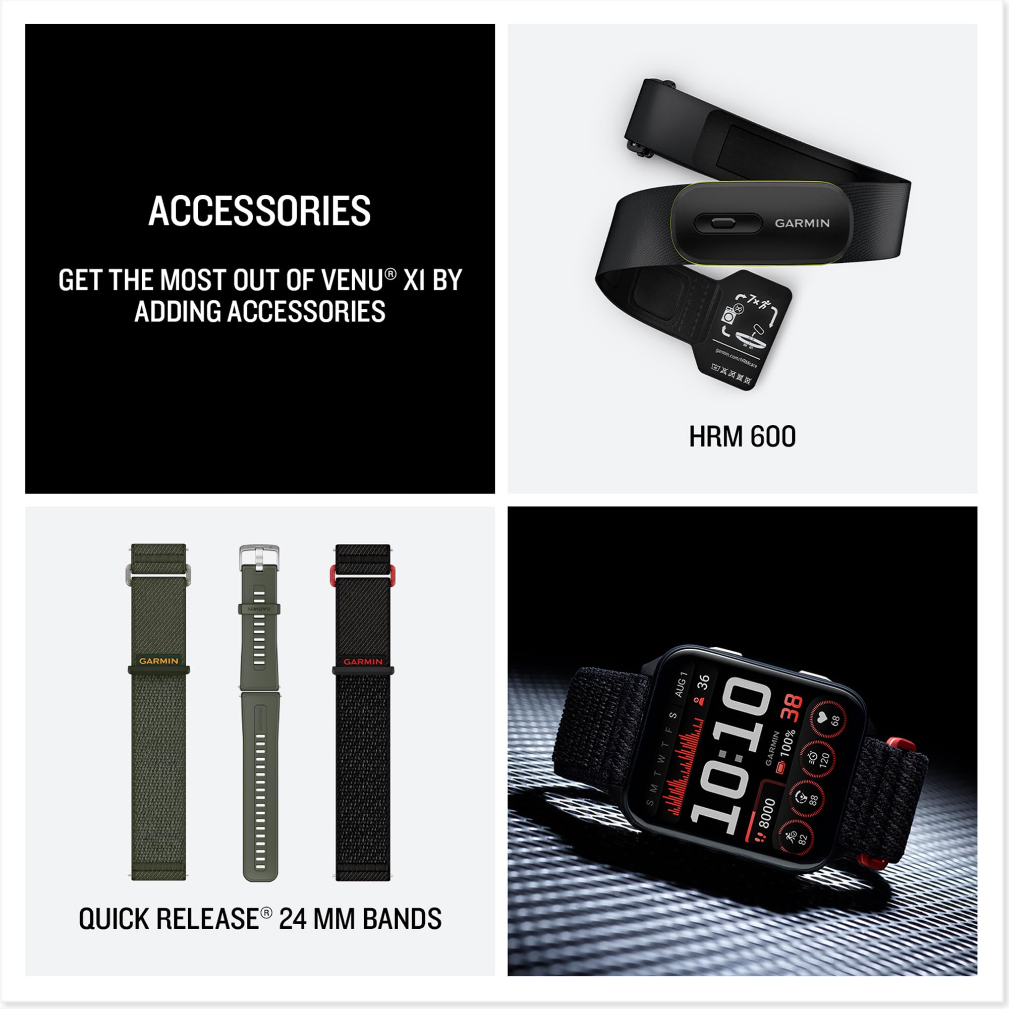 Garmin Venu X1 Montre intelligente GPS 51 mm AMOLED, batterie 8 jours, lampe de poche LED, noire (renouvelée)