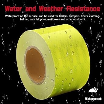 100ft Reflective Tape, Waterproof High Visibility Warning Safety Adhesive Tape Outdoor Reflective-Stickers, Safety Reflective Strip (4 in, Fluorescent Yellow)