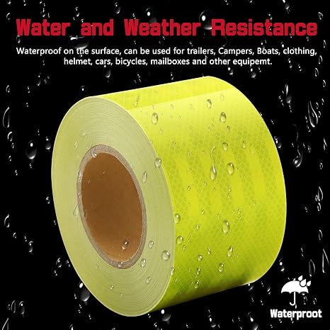100ft Reflective Tape, Waterproof High Visibility Warning Safety Adhesive Tape Outdoor Reflective-Stickers, Safety Reflective Strip (4 in, Fluorescent Yellow)