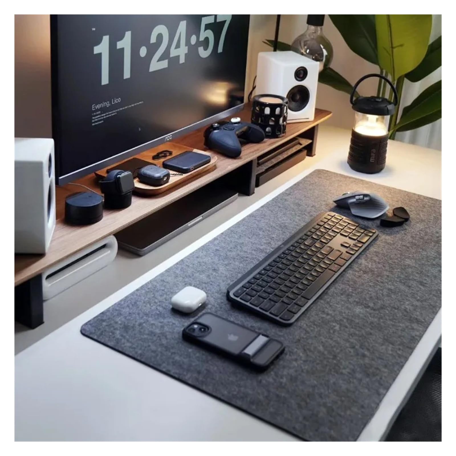 Fieltro Adhesivo Alfombrilla de ratón for Escritorio Fieltro Lana | Oficina en casa del cojín del ordenador portátil del teclado del juego antideslizante XXL(LightGray,80x40 cm)