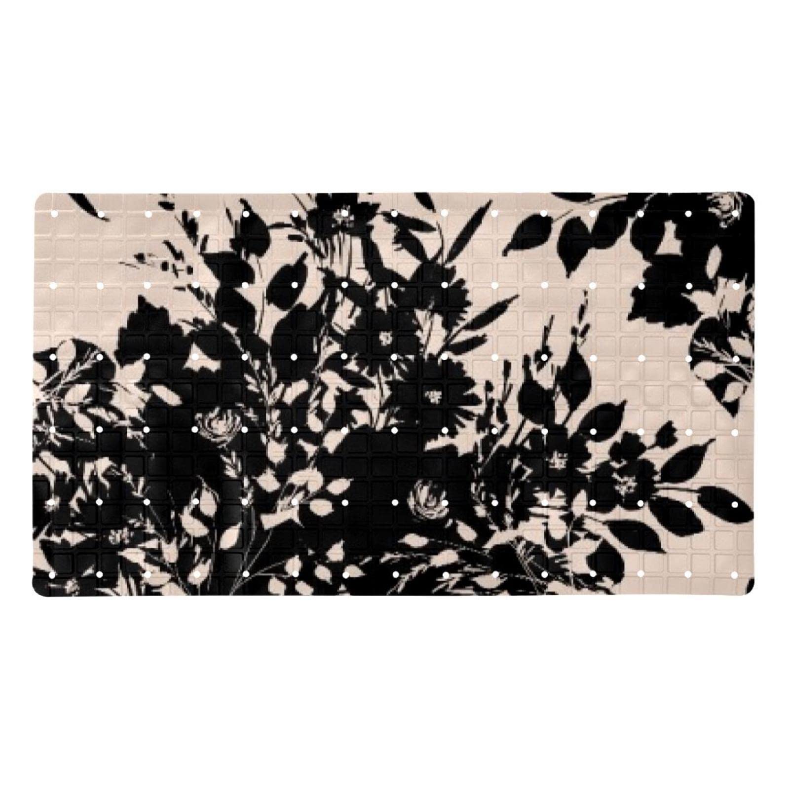 Alfombrillas de ducha antideslizantes de diseño floral con ventosas y orificios de drenaje