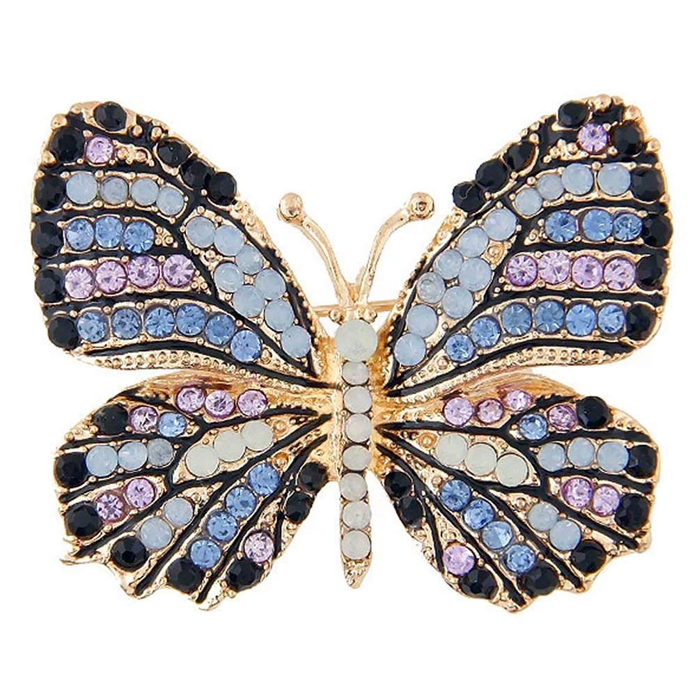 Locomo Fancy Cyrstal Rhinestone Butterfly Brooch Pin JBH004BLU