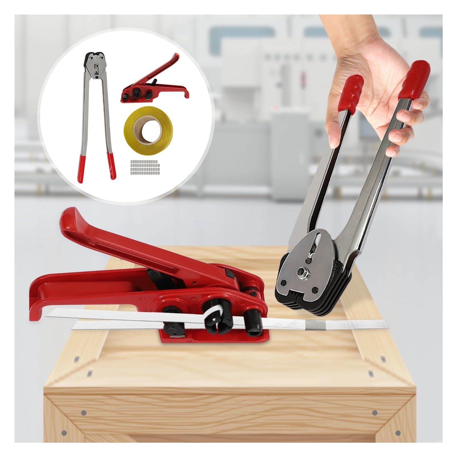 Macchina for imballaggio sigillante durevole, tenditore for regtte resistente all'usura, kit for pressa, set di strumenti for fascettatura