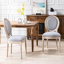 French Dining Chair Set of 2,Upholstered Farmhouse Dining Chairs with Solid Wood Frame and Tufted Fabric,Rubber Wood Mid Century Modern Dining Chairs for Dining Room,Living Room, Kitchen,Restaurant