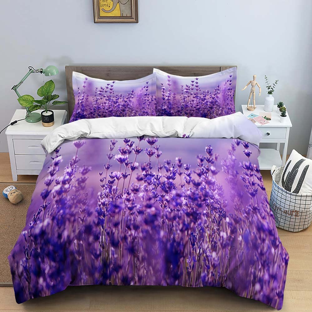 Amazon｜布団カバークイーンサイズ セット パープルラベンダー