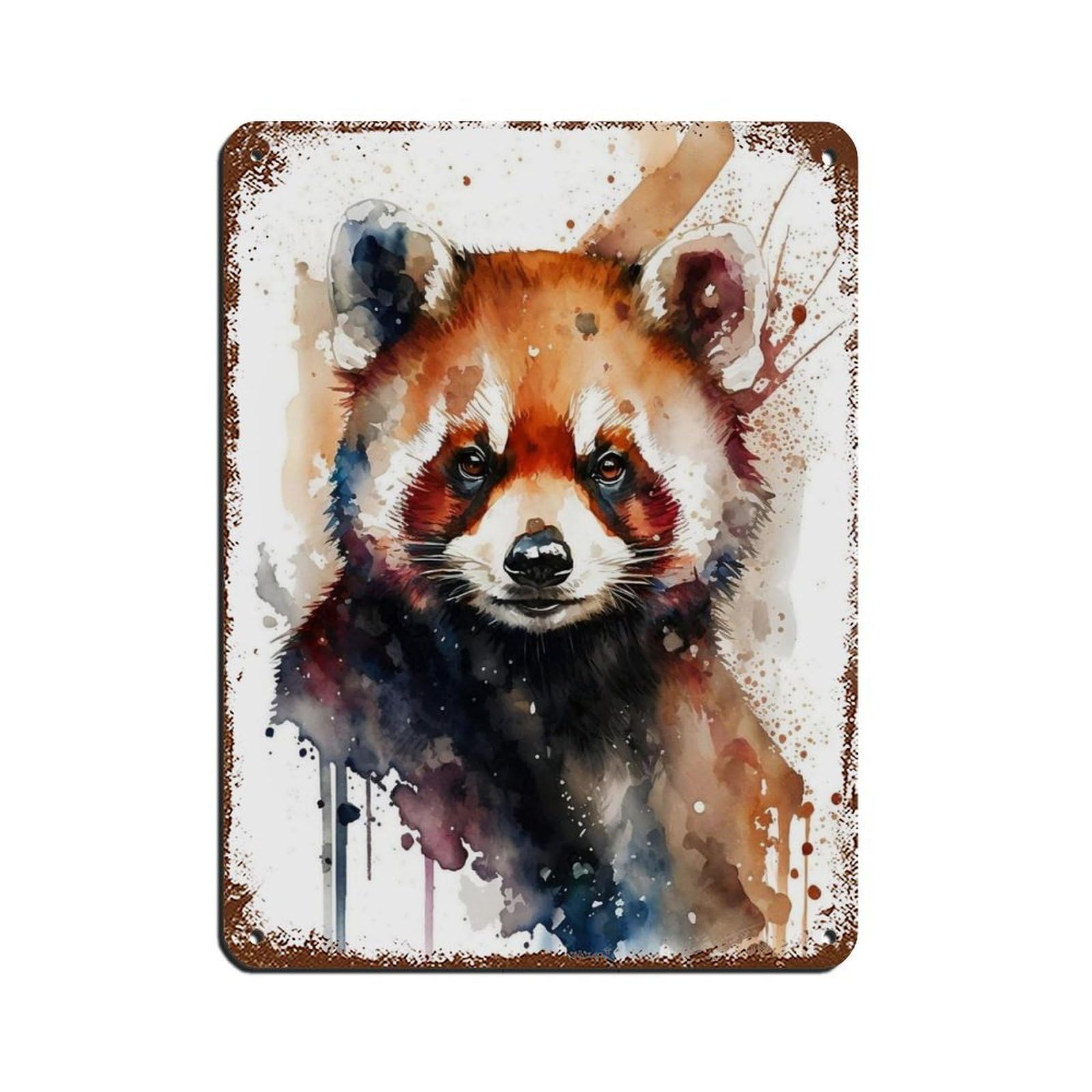 Watercolor Panda, Art Poster Retro Poster Metal Tin Sign Chic Art Retro Iron Painting Bar People Cave Cafe Family Garage Poster Wall Decoration 12x16inch(30x40cm)