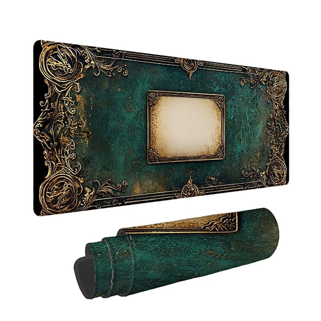 Gamingowa podkładka pod mysz XXL, 1600 x 800 x 3 mm, retro, antypoślizgowa, XXL, niebieska, duża, podkładka na biurko, nadaje się do prania, antypoślizgowa gumowa podstawa, podkładka pod mysz i