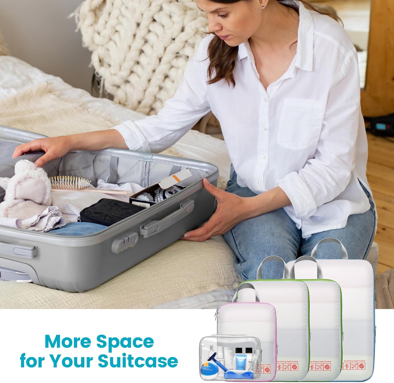 Cambond Compression Packing Cubes for Travel - Lightweight Expandable Travel Bags Luggage Organizers Travel Essentials Compression Cubes for Travel Space Saver for Carry on Suitcases Organizer - Image 9