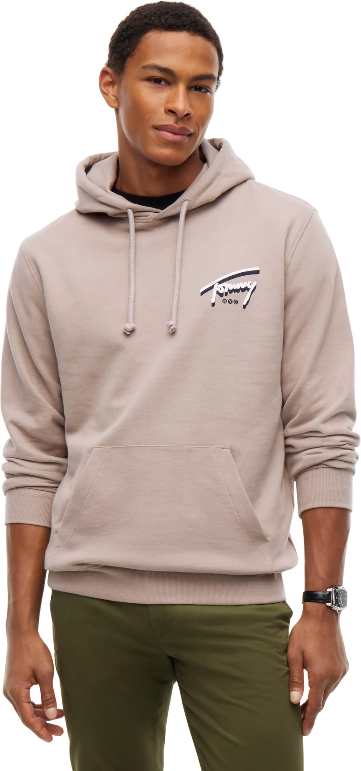 Tommy Jeans Men Sweatshirts TJM REG NYC Signature Hoodie EXTDM0DM23583 Grey (Limestone Dust), 3XL