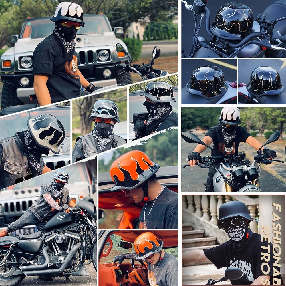 Cascos Half-Helmet, Casco De Cara Abierta, Casco Semi Cubierto para Motocicleta, Moto De Estilo Retro Homologado ECE Casco Alemán De La Segunda Guerra Mundial