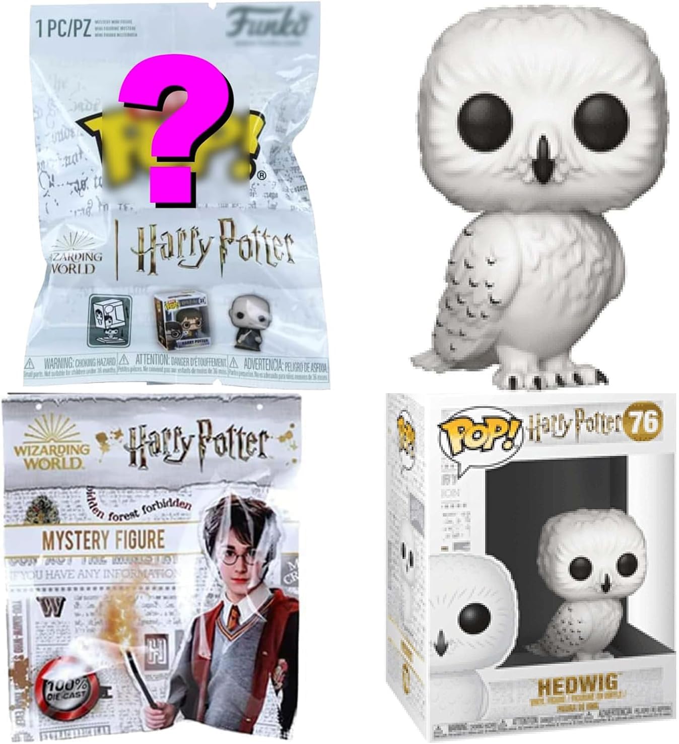 Journey to Hogwarts Harry Potter Pop! Hedwig Figure Hanger Snow Owl & Bitty Pop Character Blind Bag + Mini Wizard