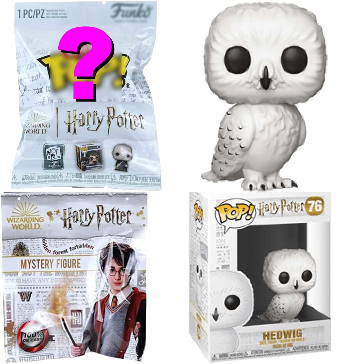 Journey to Hogwarts Harry Potter Pop! Mini Figure Hanger Bundled with Globe Blind Box & Bitty Pop Character Wizard Bag 4 Items