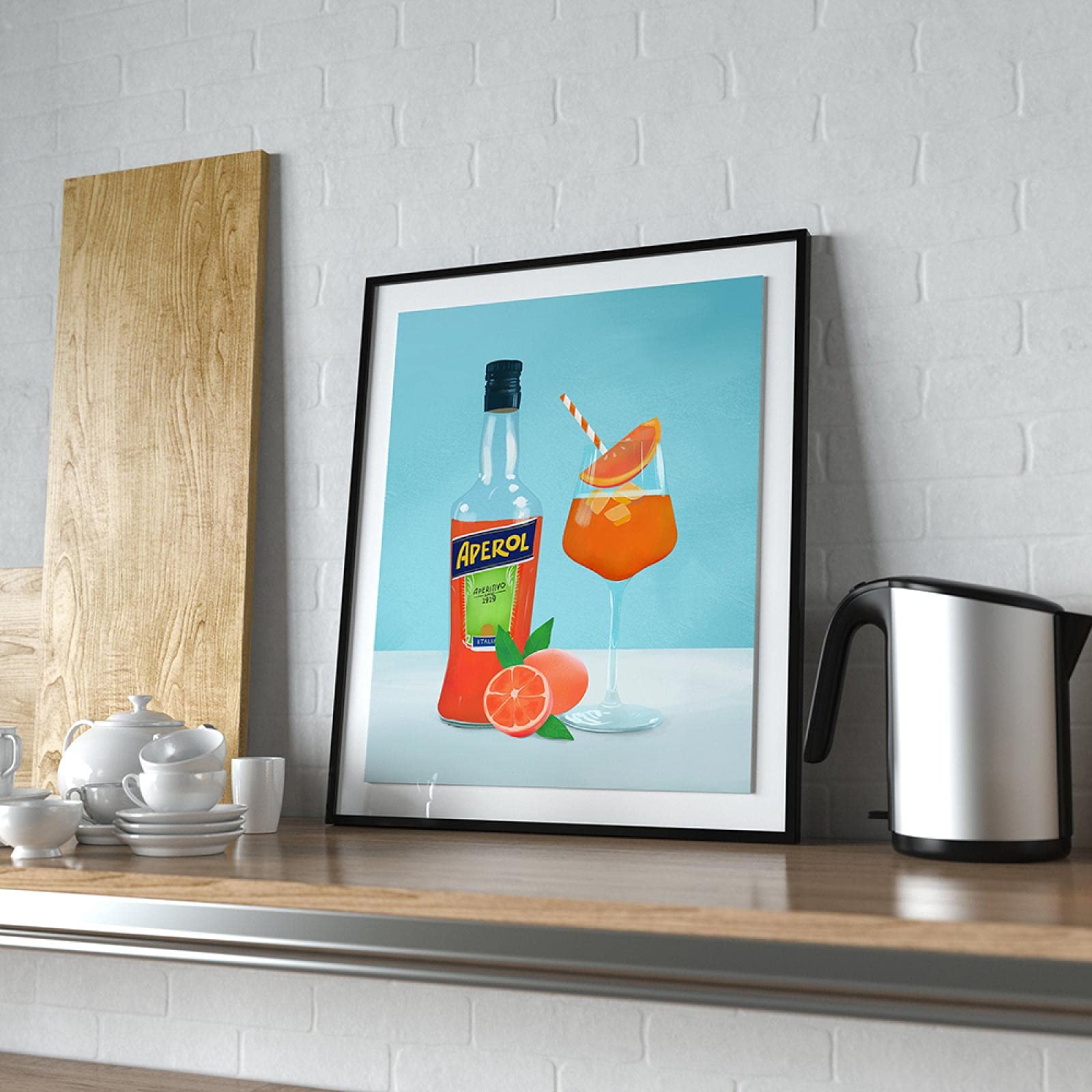 Set 3 Poster Moderni Da Bar Con Cocktail - Stampa Su Tela Aperol Spritz, Martini, Gin Tonic 40x60 Cm - Decorazione Murale Colorata Per Cucina E Ristorante