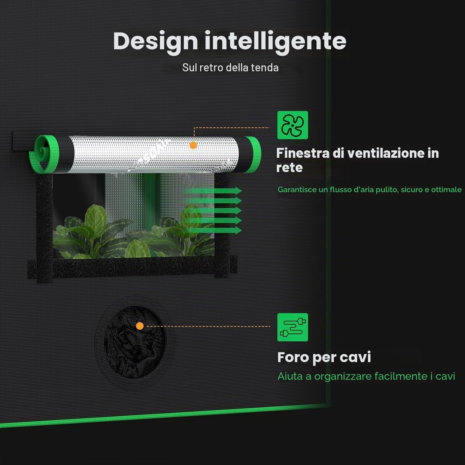 VIVOSUN Piccola Tenda daColtivazione per Aerogarden,Sistema di Coltivazione Idroponica, 50x36x54cm, Altamente Riflettente, in mylar, con finestra di Ventilazione