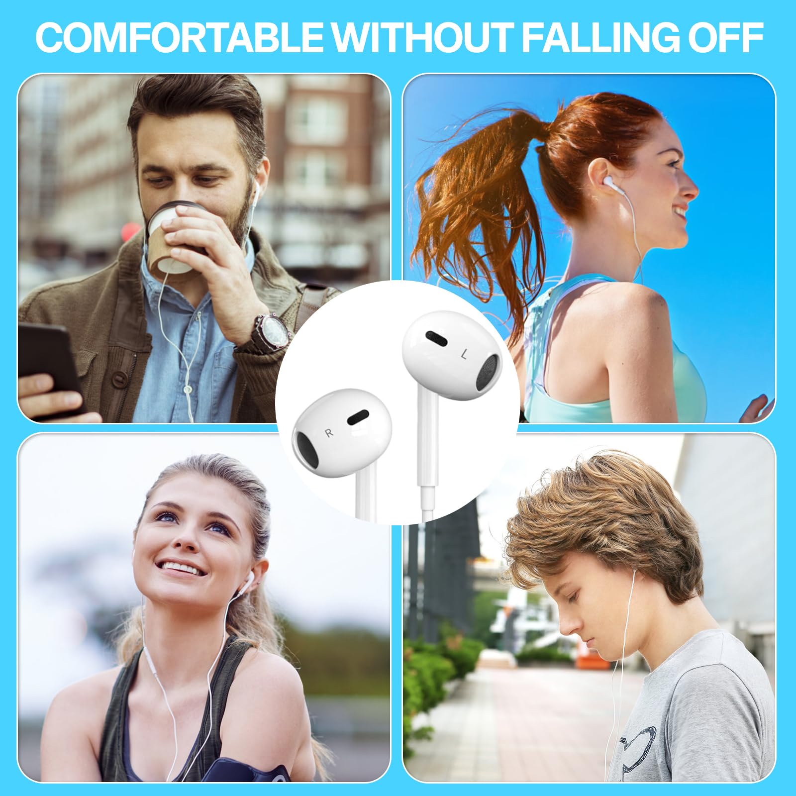 USB C Headphones, Wired USB C Earphones with Microphone and Volume Controller,HiFi Stereo In Ear Type C Earbuds, for iPhone 15/16/17 Pro Max plus, iPad Pro,Samsung Galaxy S25 S24 S23 S22 Pixel 9 — view 7