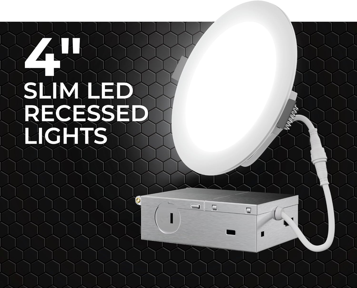 4 Inch Slim LED Recessed Lights, 4 Pack, 5CCT Selectable Color Temperature, Dimmable, New Construction or Remodel Downlights with Junction Box (4 Inch)