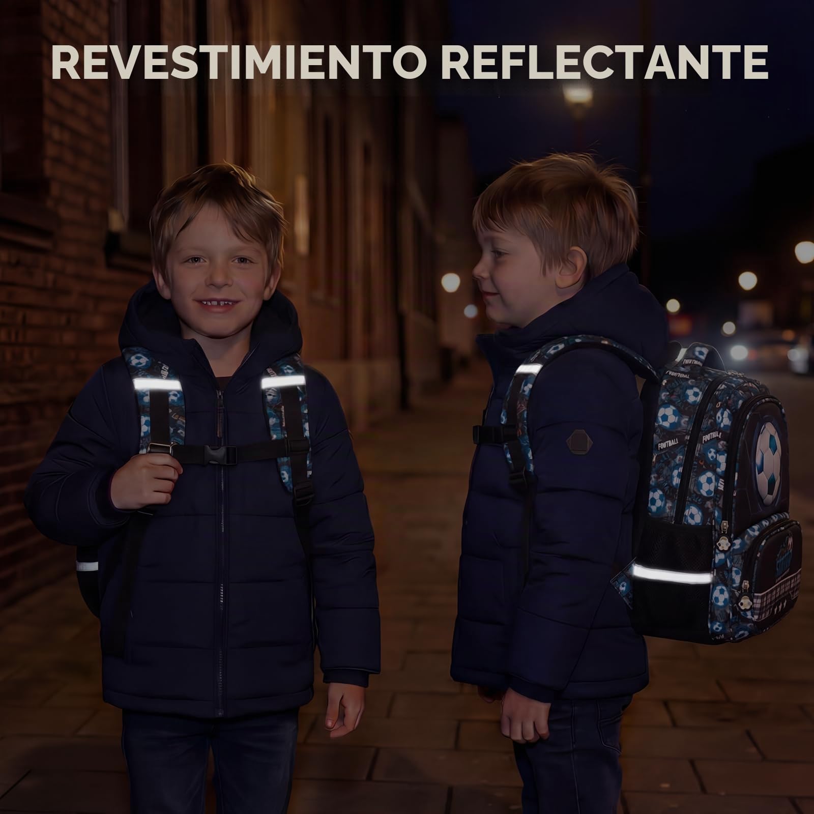 Amythe Mochila Escolar Niños Clases de 1 a 5 Transpirable, Balón de fútbol | Grande Reflectante Impermeable Correa Pectoral Balón de fútbol Daypack Multi-Bolsillos Espacioso Resistente para Colegio