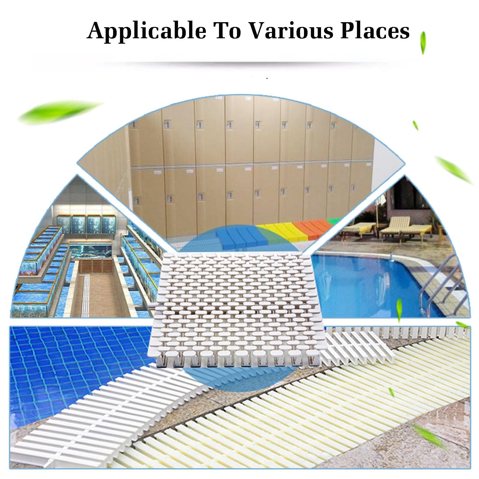Rejilla de desagüe para piscinas y baños - 20x100 cm, rejilla de canaleta de plástico ABS empalmable, duradera, para interiores y exteriores, paquete de 10 para soluciones de drenaje óptimas (30x