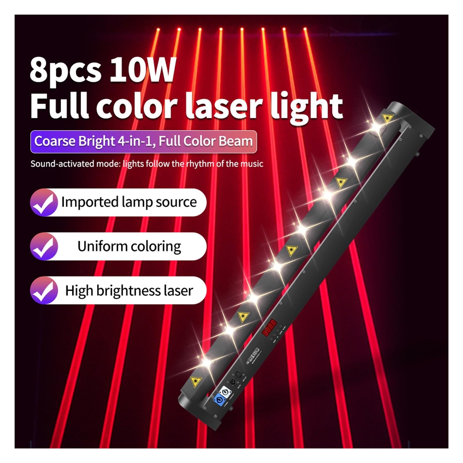Pełnokolorowa ruchoma głowica świetlna RGB 8 oczu, sterowanie DMX512, efekt świetlny na scenie, wesele, przyjęcie urodzinowe, DJ, dyskoteka Łatwa instalacja(300MW Red)