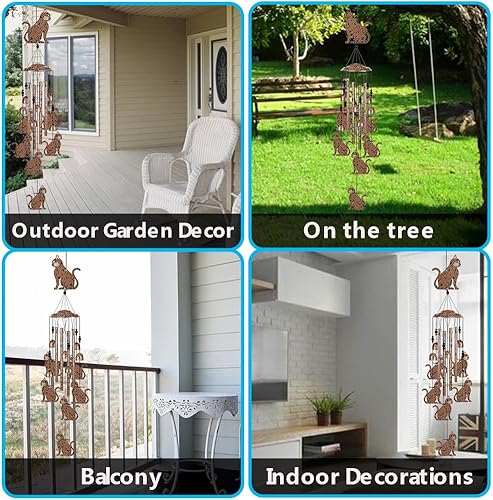 Miniatura 6 de Campanillas de viento para gatos al aire libre, decoración de interiores, atrapador de viento romántico marrón hecho a mano, campanas de viento para