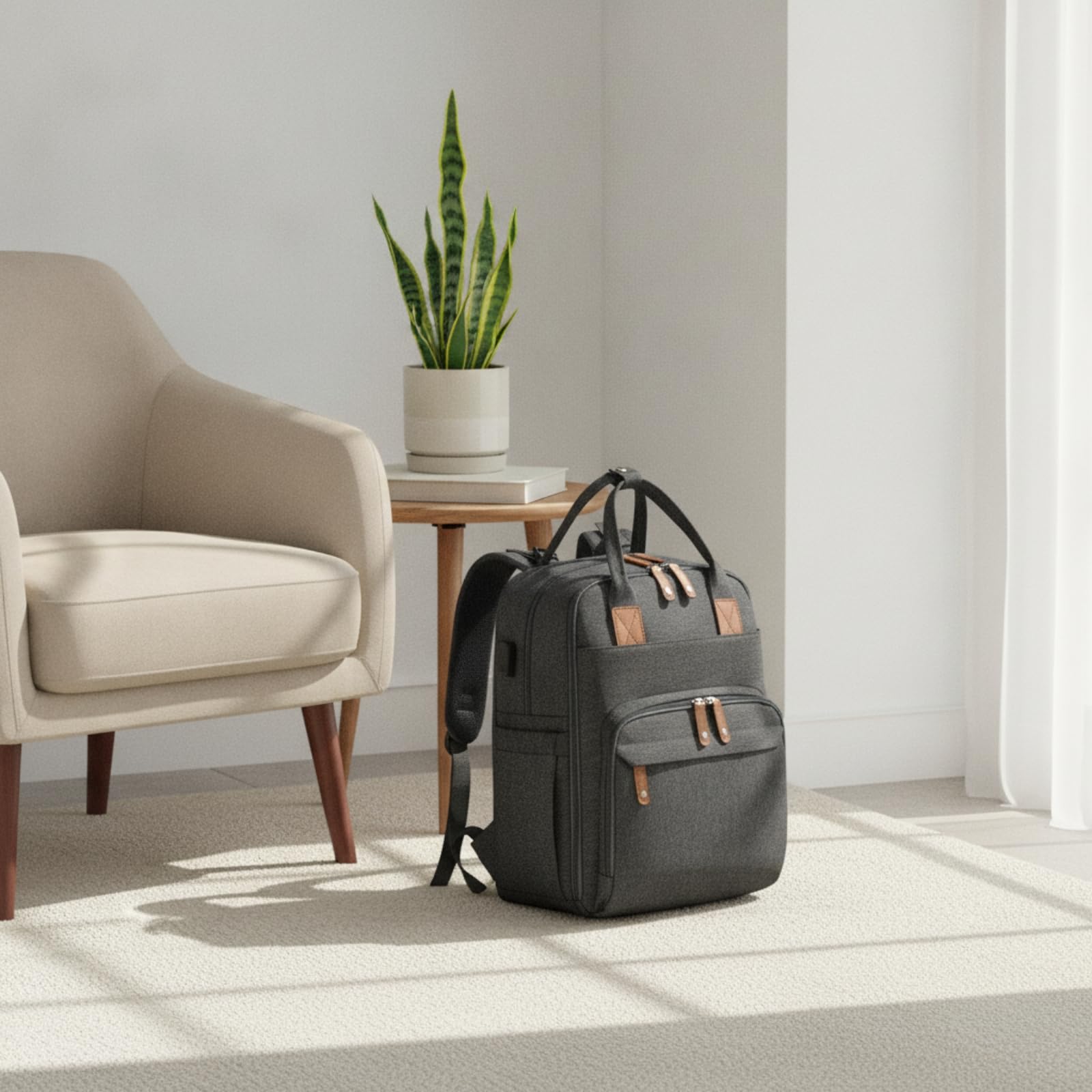 Zaino Fasciatoio con Lettino Pieghevole Multifunzione Zaino Fasciatoio con Lettino da per Genitori, Neonati, Passeggiate, Grigio, Grigio Chiaro