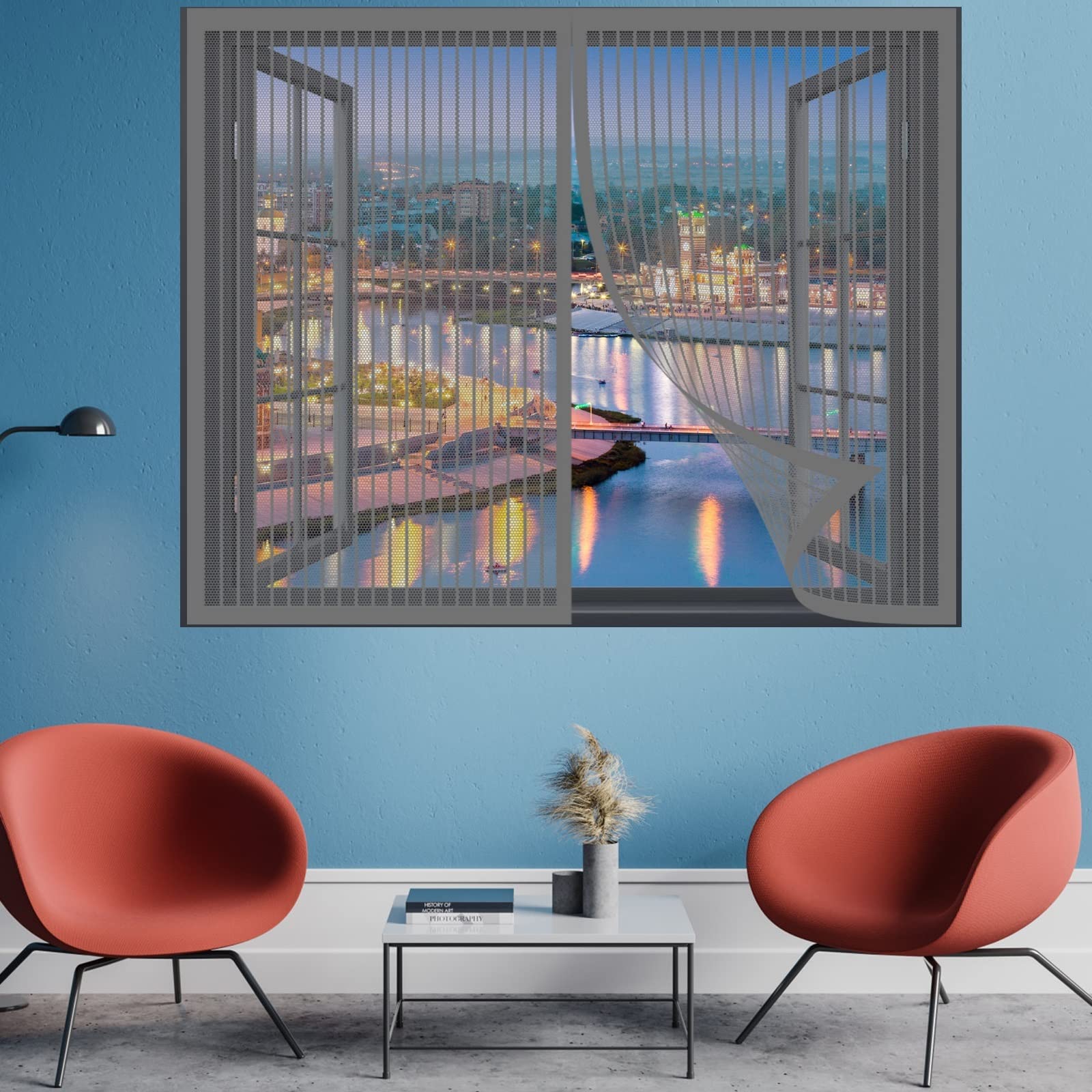 Moskitiera siatkowa do systemu Windows 130 x 170 cm Ochrona przed komarami bez wiercenia Łatwa instalacja Moskitiera Siatka na owady Muchowa moskitiera na wszystkie okna, Szary