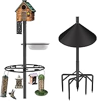 Vista 10 de Kit de poste para comedero de pájaros, poste de casa de pájaros de 79 pulgadas para exteriores resistente, 5 puntas de base ajustables, soporte
