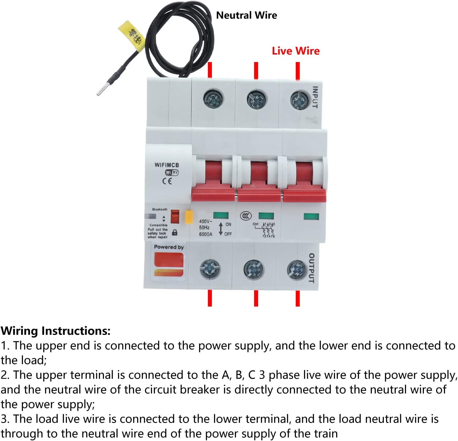 3P Circuit Breaker, PA66 Shell Cloud Server APP Control Leakage Protection Switch with Safety Lock for Power Supply Equipment for Outdoor Lighting (Color : 25a)