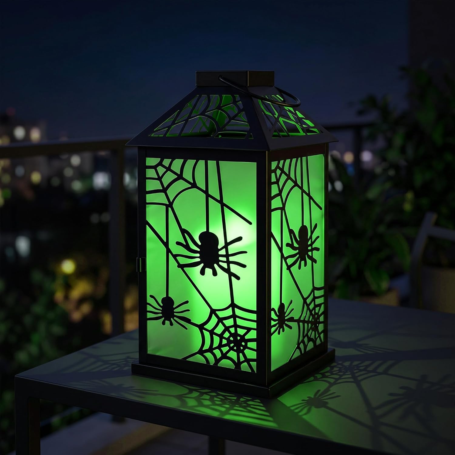 Halloween Candle Lantern Decorations for Indoors or Porch, Spooky Spider
