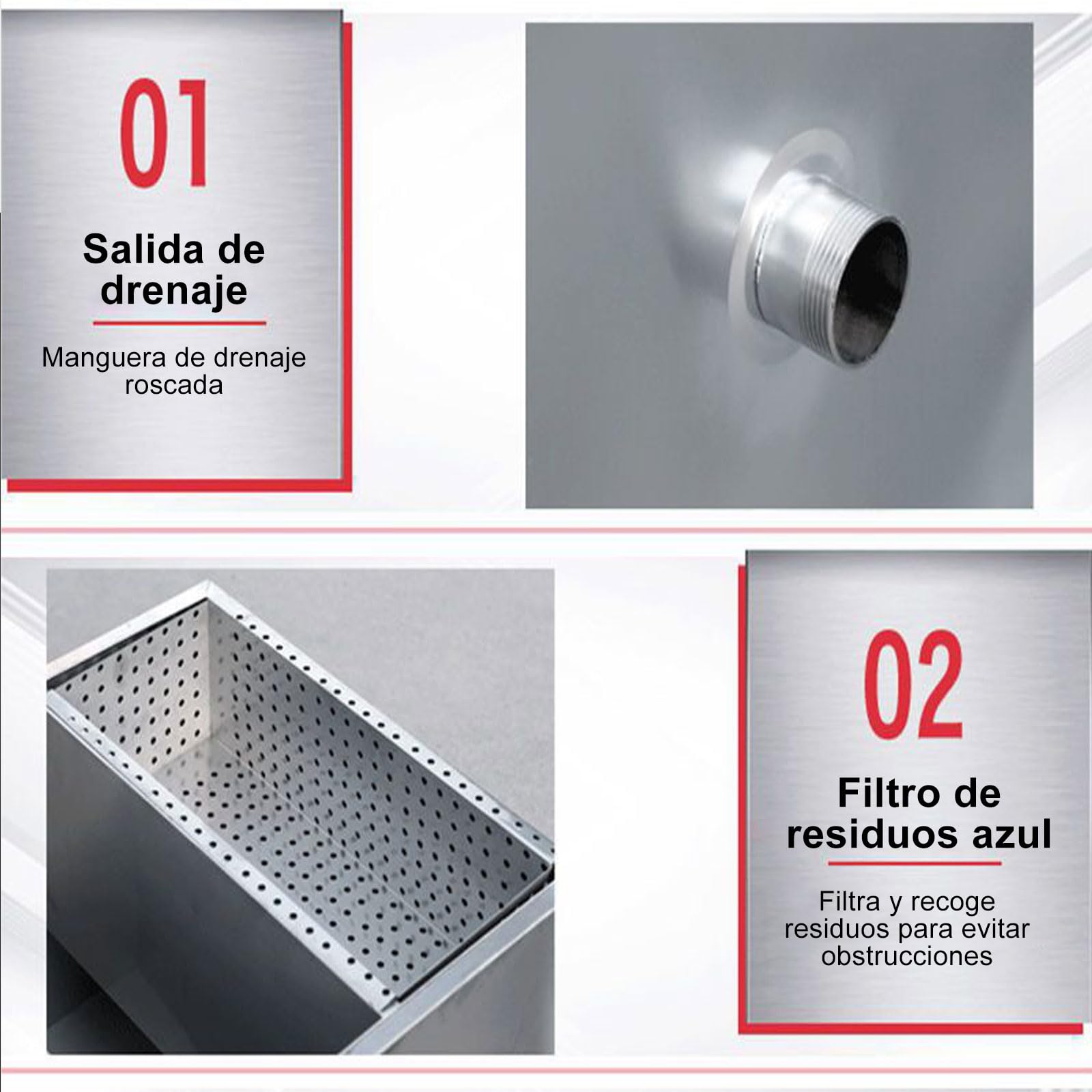 Genérico Trampa de Grasa Comercial de Acero Inoxidable, Interceptor bajo Fregadero para restaurantes, Separador de Grasa de Entrada Lateral, 40 x 25 x 25 cm (16 x 10 x 10 Pulgadas) - Gestión eficient
