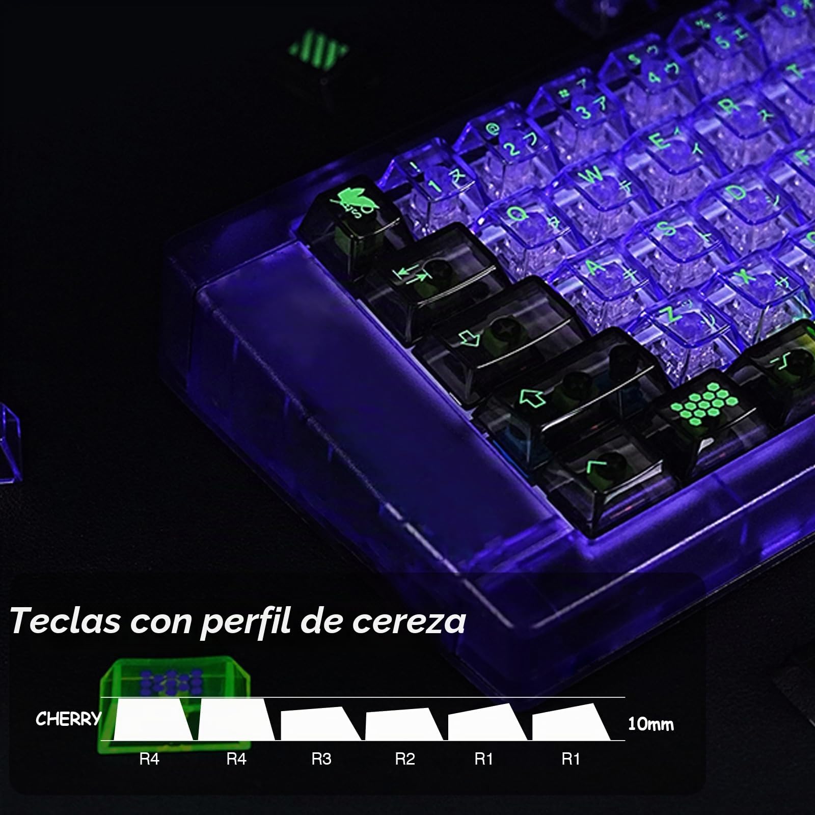 JakeTsai Juego de Teclas Transparentes de 173 Teclas, Teclas retroiluminadas de Perfil de Cereza, para interruptores mecánicos Cherry Gateron MX Teclado Mecánico (Transparente)