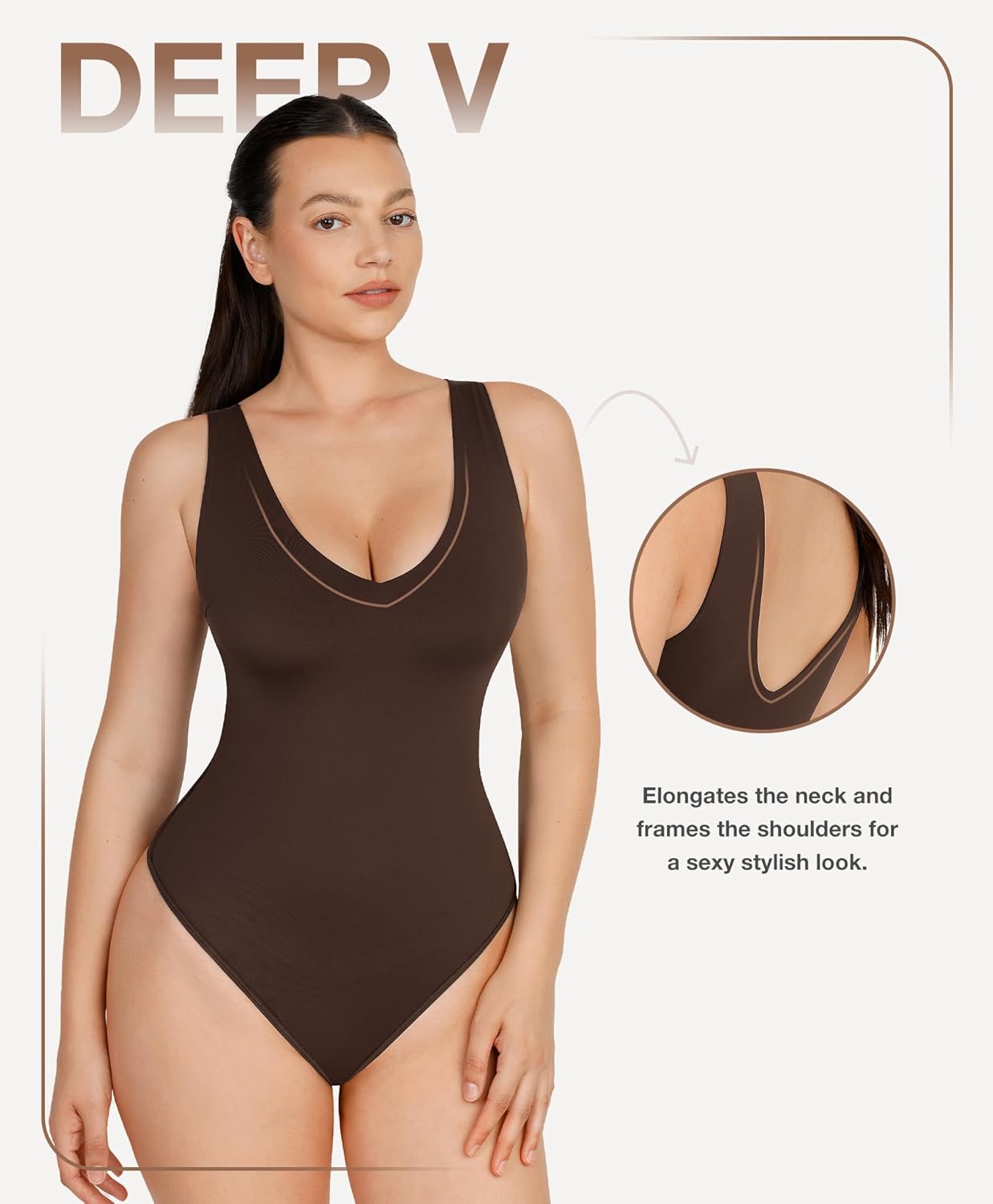 Lover-Beauty Bodysuits for Women Tummy Control Shapewear Plunge Deep V Neck Tank Tops and Thongs Body Shaper - Image 2