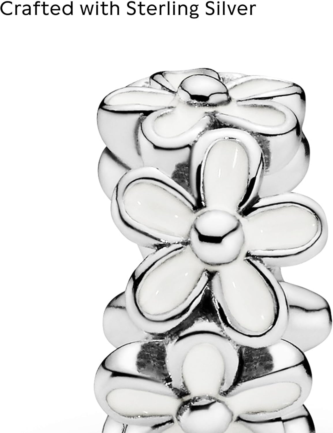 PANDORA White Daisy Flower Spacer Charm - Bracelet Charm for PANDORA Moments Bracelets - Sterling Silver & Enamel - Gift for Her - Jewelry for Women with Gift Box - Image 4