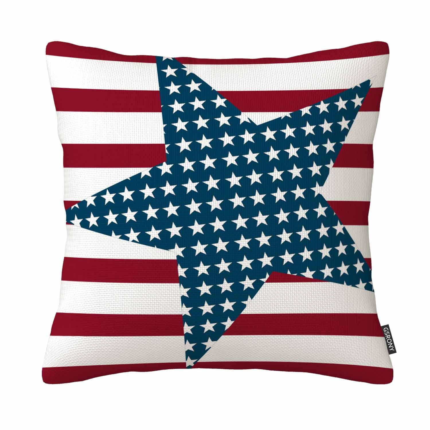 Gsrony Cream Patriotic Throw Pillow Covers 4Th July Vintage American Flag Patriotic Ornate Amenrican Flag Pillow Case Home Decor Pillowcase 18X18 Inches