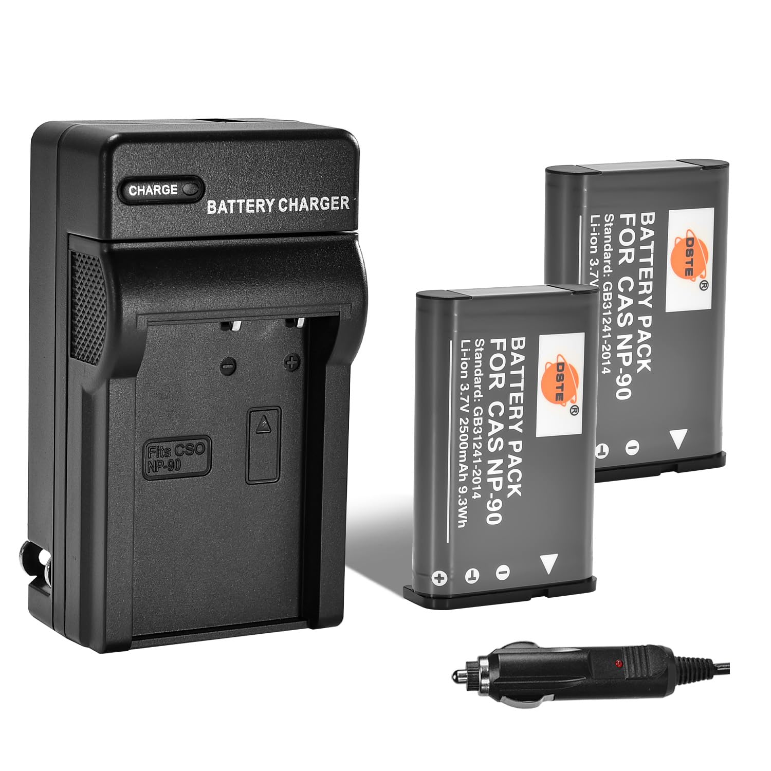 DSTE Replacement for 2X NP-90 Battery + DC94 Travel and Car Charger Adapter Compatible Casio Exilim EX-H10 EX-H15 EX-H20 EX-FH100 Camera