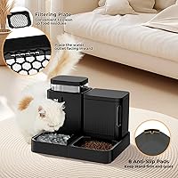 Vista 4 de Alimentador de gravedad para gatos y dispensador de agua, 2 en 1 con rotación de 180 grados, 2 unidades de alimentación automática de gran capacidad