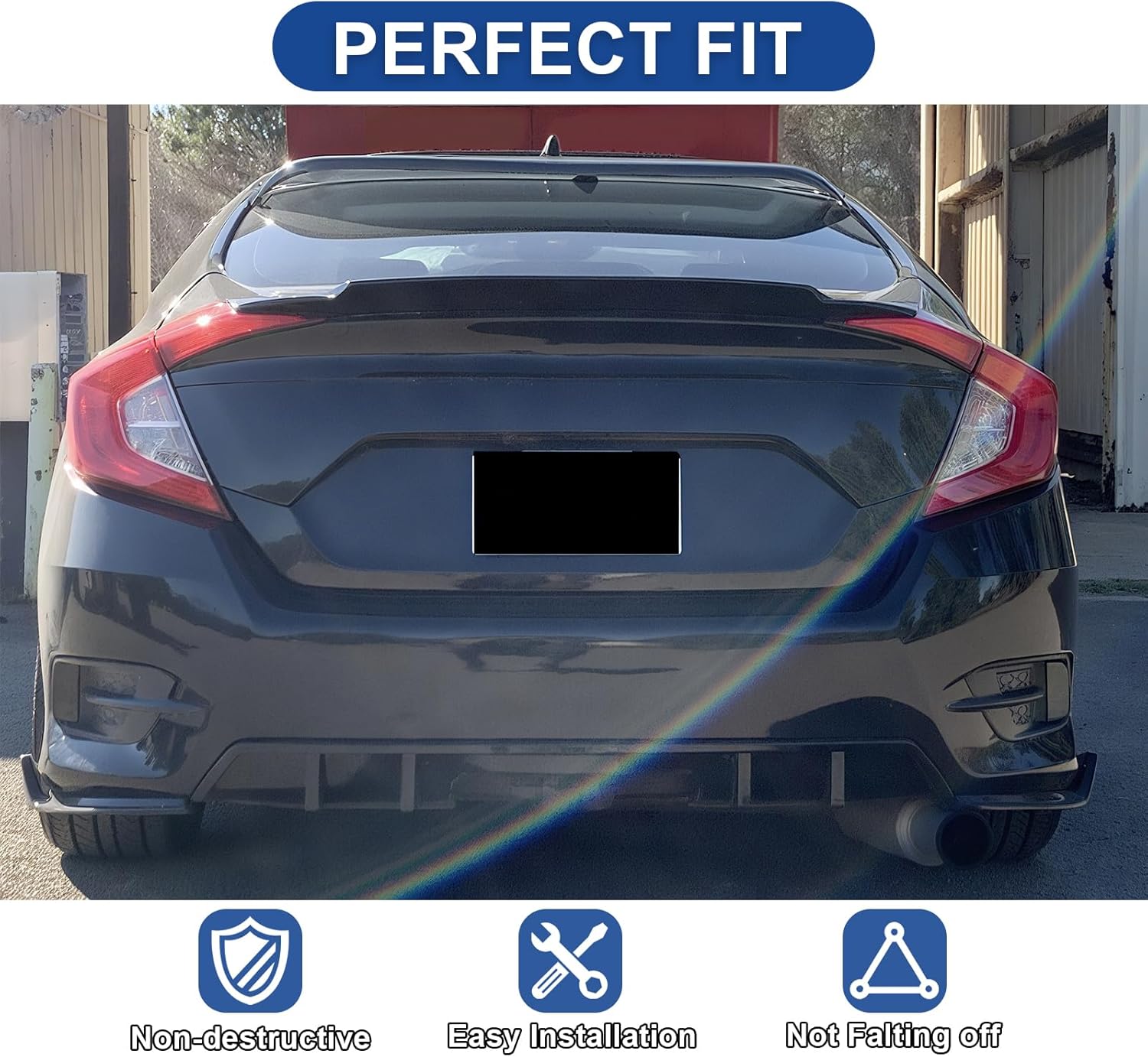 Rear Spoiler for Honda Civic 4-Door Sedan 2016-2021 10th Gen Trunk Spoiler Wing Trunk Tail Rear Trunk Lid,Glossy Black Style for Honda Civic Sedan Accessories - V3 Style