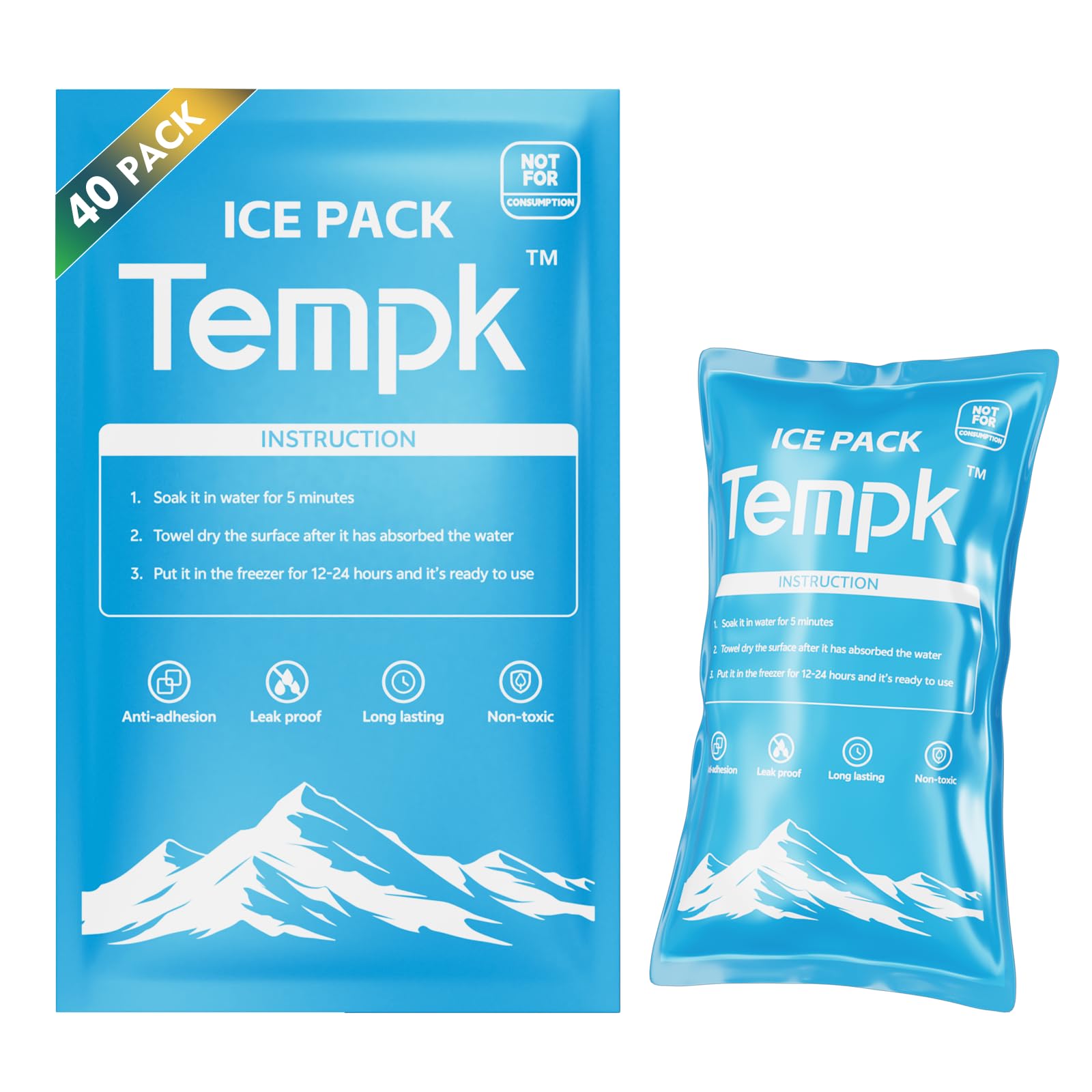 Dry Ice Packs for Shipping Non-Stick for Food Ice Bag Double-Sided Absorption Long Lasting Shipping Cold Packs for Coolers Lunch Bags Freezer 40packs
