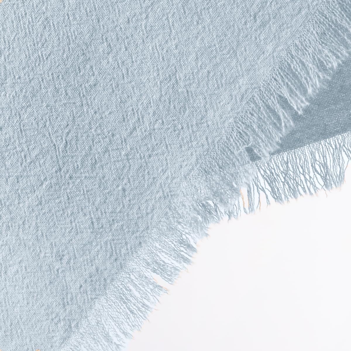 DeZerlor 12 Pack Gray- Blue Cotton Linen Napkins with Fringe Spring Cloth Napkins Set of 12 Boho Handmade Dinner Napkins Bulk for Wedding Bridal Baby Shower Parties, 17 x 17 Inches
