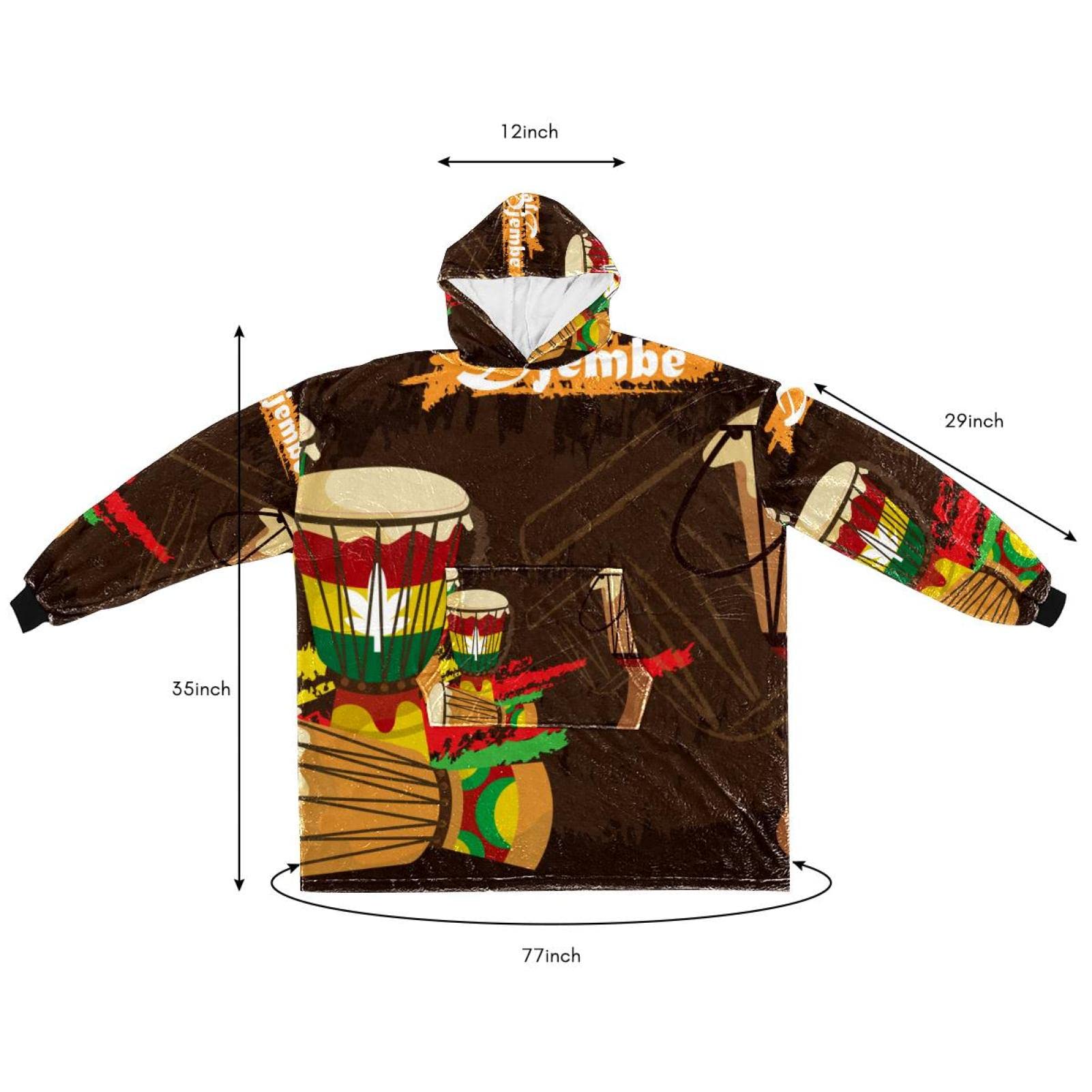 Bluza z kapturem, afrykańska perkusja kolorowa muzyka Djembe Music, oversize bluza z kapturem, wielobarwny, rozmiar uniwersalny