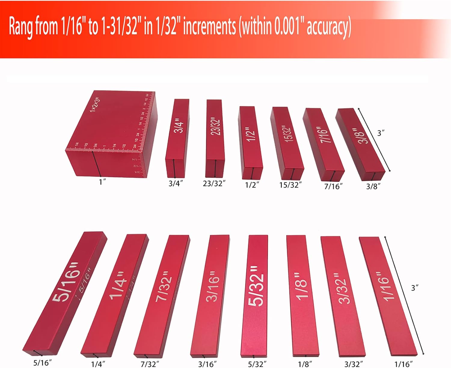 Buy Setup Blocks Height Gauge Set, 15pcs Precision Aluminum Woodworking Setup Bars for Router