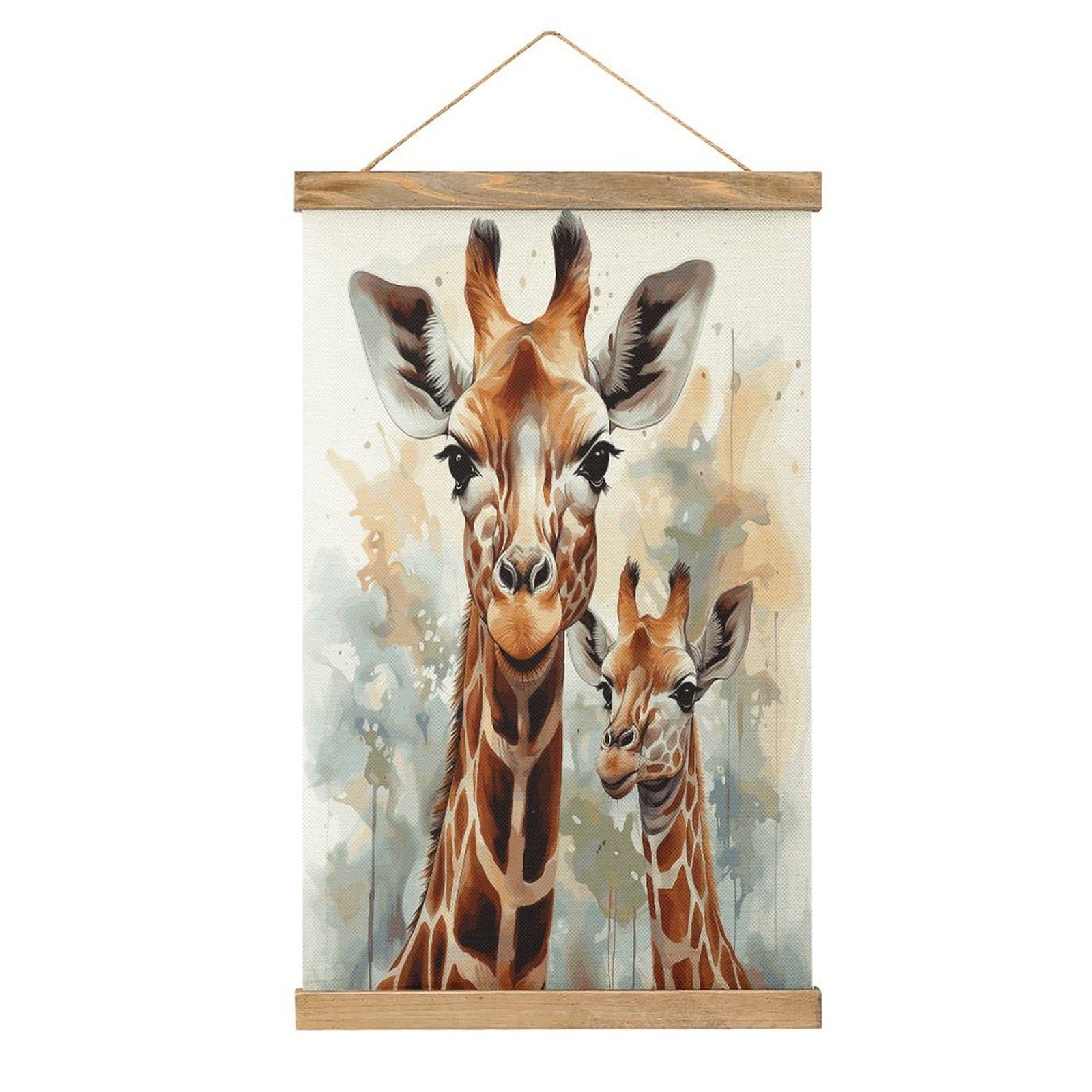 FekiLoot Watercolor Deer Giraffe Wall Art Poster Hanger Frame Linen Wall Art Decor Vintage Hanging Poster Hanging Wall Decor Rustic Retro Wall Art Print for Living Room Decor 20.4 X 13.1Inches